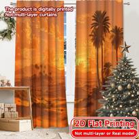 2D Flat Printing,2pcs Desert Oasis Dawn Popular Fashionable Curtains Versatile Polyester Fabric Curtains Gifts for Living Room, 60×150cm