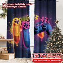 2D Flat Printing,2pcs Dual Neon Controllers Light Filtering Popular Curtains Machine Washable Fabric Curtains Room Decor for 60×150cm