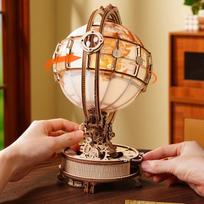 ROKR Electric Luminous Globe 3D Wooden Puzzle – DIY Model Kit with Auto-Rotation & Night Light, Home Office Desk Decor, Birthday Gift for Adults United States