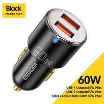 Essager 100W automobilinis įkroviklis Greito įkrovimo greitas įkroviklis Qc Pd 3.0 skirtas iPhone 14 Type C USB automobilinis įkroviklis Samsung nešiojamiesiems kompiuteriams planšetiniams kompiuteriams 60W Dual A