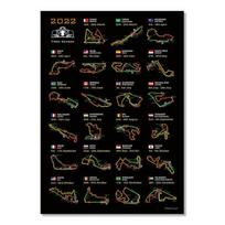2022 m. Formulės Didysis tvarkaraštis Žemėlapis Drobės tapyba F1 lenktyninių automobilių prizų trasos kalendoriaus plakatas ir spausdinimas svetainės namų dekoravimas 20cm×40cm NoFrame