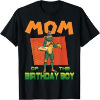Mademark x Teenage Mutant Ninja Turtles - Mikey Mommy of the Birthday Boy Pizza Theme Party T-Shirt S juoda