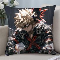 K-Katsuki Bakugo MHA Pillow Case Short Plush Pillow Covers Sofa Decorative Gift Home Double-sided Printing Cushion Cover 16x16Inch