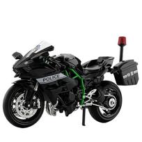 1/12 Kawasaki H2R Ninja Police Alloy Die Cast Motorcycle Model Vehicle Collection Sound and Light Off Road Autocycle Toys Car juoda