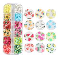 12 Grids/Box Fruit Soft Clay Beads Slime 3D Polymer Slices UV Epoxy Resin Mold Filler Decorations Fruit Nail Art Supply 1