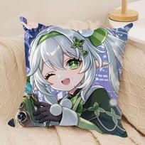 Nahida Genshin Impact Cute Cushion Cover Silky Short Plush Invisible Zipper Dustproof Sofa Pillow Case For Home Decor Peach skin 18*18(CM)-1Pcs