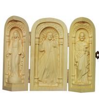Medinės rankomis raižytos Jėzaus Dievo Motinos statulos ir skulptūros statulėlės Religijos krikščionių katalikų relikvijorius bažnyčios dovanos