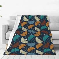 Ginkgo Biloba Flannel Blanket Super Warm Colorful Leaves Print Bedding Throws Winter Travel Office Bedroom Novelty Bedspread 30*40in