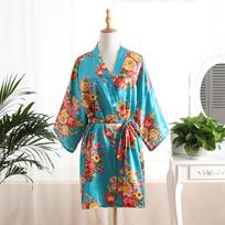 Patogūs namų drabužiai suaugusiems, satininis chrizantemų gėlių atviras chalatas, motinos naktiniai marškiniai, naktiniai marškiniai, chalatas, povo kimono, madingas, elegantiškas, elegantiškas One size