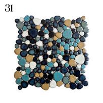 30x30cm Ceramic Pebble Mosaic Tiles Spa Pools Fish Ponds Bathrooms Anti-skid Wear-Resistant Floor Wall Decor Easy Cut Mesh Base 30x30cm