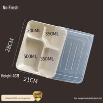 Noxin 4-Compartment Biodegradable Pulp Lunch Box with PP Lid 1400ml