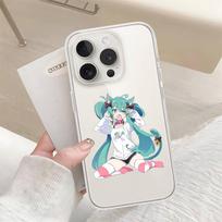Kawaii H-Hatsune Miku-S telefono dėklas, skirtas Iphone17 16 15 11 13 14 Pro Max 7 8 Plus X Xr Xs Max Se2020 12mini, permatomas dangtelis iphone14 white