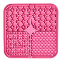 Square Silicone Dog Lick Mat with Suction Cup Anxiety Relief Pet Food Mat Anti-tip Slow Eating Bowl Peanut Butter Licking Mat Enrichment Toy S rožinė