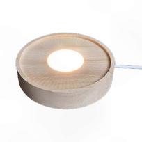 Round display base LED light display base crystal wooden lighting base suitable for crystal and glass display