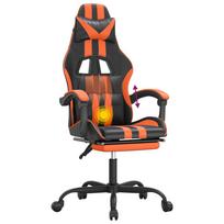 Gaming Chair with Footrest Swivel Black & Orange PU Leather