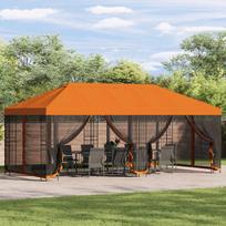 Gazebo with Side Walls 6 x 3 m Orange Polyester and Steel