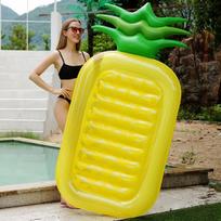 Inflatable Pineapple Pool Float Giant Water Air Mattress Floating Row Lounge Bed for Adults 1pc 180x80cm geltona