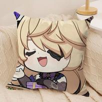 Fischl Cute Cute Genshin Impact Cushion Cover Silky Short Plush Invisible Zipper Dustproof Sofa Pillow Case For Home Decor Peach skin 18*18(CM)-1Pcs
