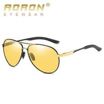 AORON Fashion Men Night Vision Fotochrominiai poliarizuoti akiniai nuo saulės vairuojantys akiniai nuo saulės Vairuotojo sauga UV400 nuo akinimo akiniai Dovanos auksas