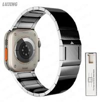 LUJING Metalinės jungties apyrankės dirželis Apple laikrodžio apyrankei 49 mm 45 mm 44 mm 42 mm magnetinė sagtis Apyrankės magnetinė iwatch serija Ultra 8 7 6 5 4 3 SE 42mm 44mm 45mm Box pilka