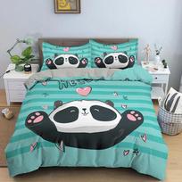 Animacinis mielas panda, mielas gyvūnas, patalynės komplektas berniukams, mergaitėms, dvigulė, karalienės dydžio, užvalkalas ant antklodės, pagalvės užvalkalas, lovos, vaikams, suaugusiems, namų tekstilė 70x133cm 2pcs white