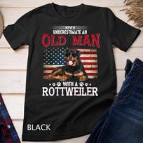 Niekada nevertinkite senolio su rotveilerio kostiumo marškinėliais Unisex marškinėliai M
