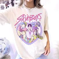 Retro SajaBoys Kpop Demon Hunters T-Shirt Kpop Boy Band Shirt Gift for Fans Graphic Short Sleeve Shirt Men and  Women Summer S