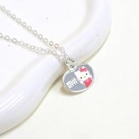 925 Silver Hello Kitty Heart Cheer Up Children's Lost Prevention Necklace