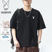 PLAYBOY Men's Heavyweight Pure Cotton Short Sleeve T-shirt L juoda