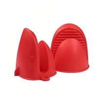 1 Pair Household Silicone Shark Shaped Oven Mitts Heat Insulation Anti-scalding Oven Glove Anti-slip Potholder Bowl raudona