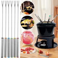 Stainless Steel Fondue Forks Set of 6 Two Prong Long Handle Skewers for Cheese Chocolate Meat Marshmallow One Size sidabras