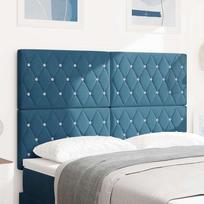 LED Headboard with RGB LED Light Strips Dark Blue 144 cm Velvet