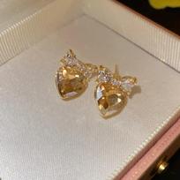 Exquisite Small Design Bow Love Heart Earrings