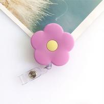 Clip Flowers Keys Lanyard Name Card Holder Retractable Badge Reel ID Card Clips Nurse Badge Holder rožinė