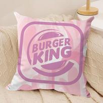 Brand H-Hun B-Burger Kingss Cushion Cover Short Plush Double-Sided Print Square Throw Pillow Covers Sofa Home Cushion Decor Peach skin 18*18(CM)-1Pcs