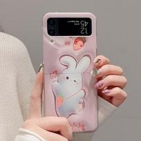 Mielas triušis Bunny ridikas rožinis porai draugui telefono dėklas Samsung Galaxy Z Flip 3 4 Flip3 Flip4 animacinis galinis dangtelis Capa For Samsung Z Flip 4