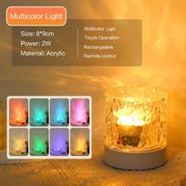 1 LED vandens bangų aplinkos naktinė lemputė, USB įkraunama besisukanti projekcinė RGB krištolinė stalinė lempa su nuotolinio valdymo pultu Remote-Rechargeable