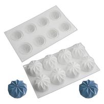8-Cavity Diamond Round Silicone Mold - Origami French Dessert Mousse DIY Baking Tool balta