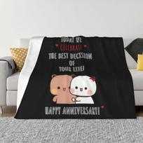 Happy Anniversary From DuDu Bear And BuBu Panda Personalized Travel An Ultra-Soft Micro Fleece Blanket 30x40in