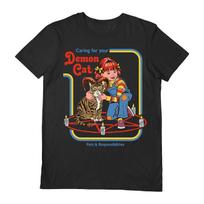 Steven Rhodes T-Shirt - Demon Cat - Official Black Short Sleeve Tee S