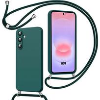 Coque pour Samsung Galaxy A37 5G, Protection Souple Antichoc Silicone avec Cordon - Vert Nuit žalia