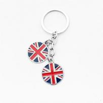Metalinis raktų pakabukas Suvenyras Dovanų raktų pakabukas GB Jungtinės Karalystės vėliava JK vėliavos raktų pakabukas Širdelės pakabukas Union Jack raktų pakabukas white