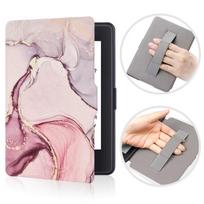 For Kindle 11th RS23CV Smart Case with Hand Strap Painted PU Leather Cover for Kindle 11th C2V2L3 Magnetic Protective Slimshell for C2V2L3 rožinė