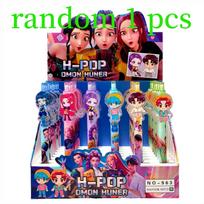 High Quality 2026 hot Cute K-POP Demon Hunters Press Gel Pens 6PCS 0.5mm Black Acrylic Patch High-Value School Stationery for Students