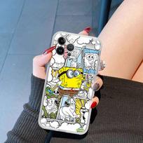 Animacinis mielas S-SpongeBob Anime telefono dėklas, skirtas iPhone 11 13 16 12 17 14 15 Pro Max Plus, minkštas skaidrus galinis dangtelis Coque iPhone 11pro max