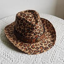 Leopard print Trilby Straw Cowboy hat Unisex Fashion ethnic style straw hat men women summer western cowboy Jazz Hat Panama hat M 56-58