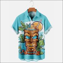 Tiki Moai Shirts Men's Clothing 3D Printed Hawaiian Vintage Civilization Horror Skull Graphic Blouses Casual Y2k Tops S