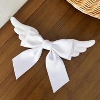 Lovely Y2K Angel Wing Hair Clip Creative Spicy Girl Satin Bow Hairpin Alloy Bowknot Children Side Clip Girls smėlis