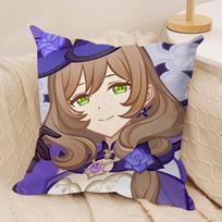 Lisa Cute Genshin Impact Cushion Cover Silky Short Plush Invisible Zipper Dustproof Sofa Pillow Case For Home Decor Peach skin 18*18(CM)-1Pcs