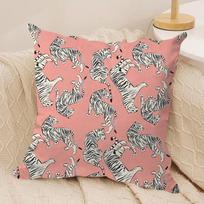 Modern Luxury Tigers Cushion Cover Silky Short Plush Invisible Zipper Dustproof Sofa Pillow Case For Home Decor Peach skin 18*18(CM)-1Pcs